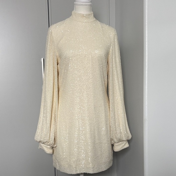 Alexis Cream Long Sleeve Sequin Dress - Picture 4 of 12